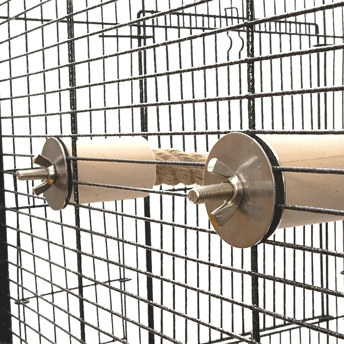 Bird Rope Perch for Parrots, Bendable Natural Jute Boing with Pine Wood and Stainless Steel Mount, Cotton Alternative, Cage Accessory for Parrots (Brown, 4 feet)