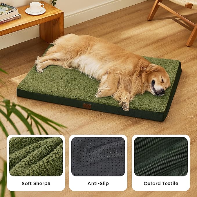 Bedsure XL Dog Beds Large Sized Dog -Comfy Flat Extra Large Pet Beds with Removable Washable Cover, Orthopedic Egg Crate Foam Mat, Suitable for Pet Up to 100 lbs