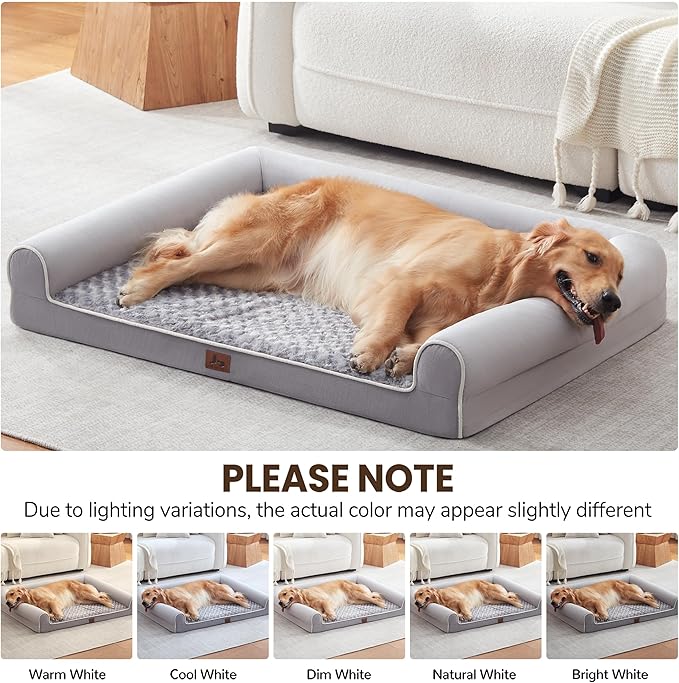 Large Dog Beds Large Sized Dogs 45x35x7 Inch, Orthopedic XXL XL Dog Bed for Medium Size Dogs, Big Waterproof Couch Sofa with Removable Washable Cover for Pet, Light Grey