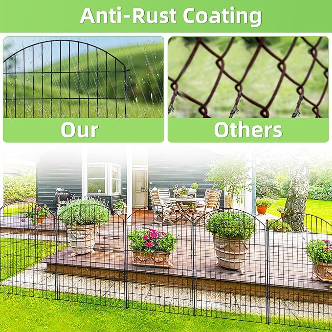 Decorative Garden Fence 40in (H) x 30in (W), 10 Pack No Dig Fence Animal Barrier for Dog with Lock, Arched Flower Bed Edging, Wire Border Panel Fencing for Yard Patio Outdoor Decor
