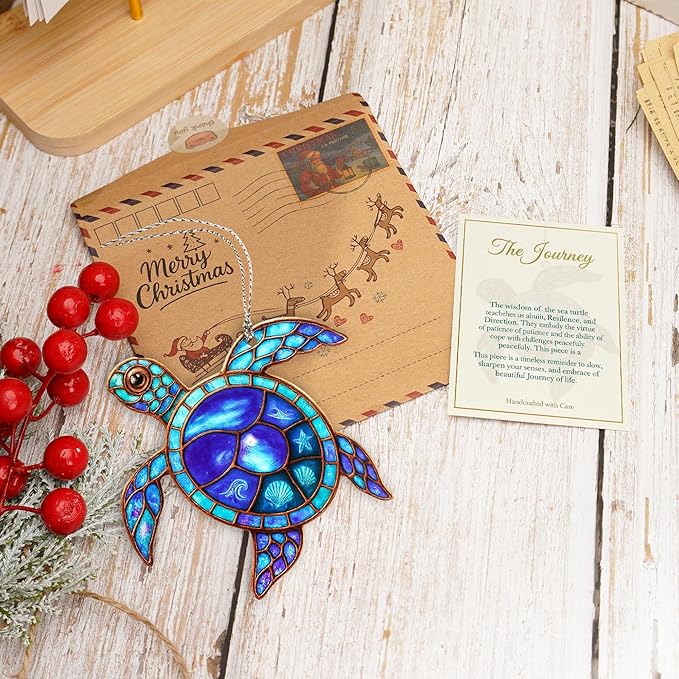 Sea Turtle Gifts for Women, Gifts for Turtle Lovers Ocean Inspired Ornament Featuring Vibrant Coastal Artwork Meaningful Keepsake Mother’s Day Birthday Beach Home Décor Spiritual Journey Accent