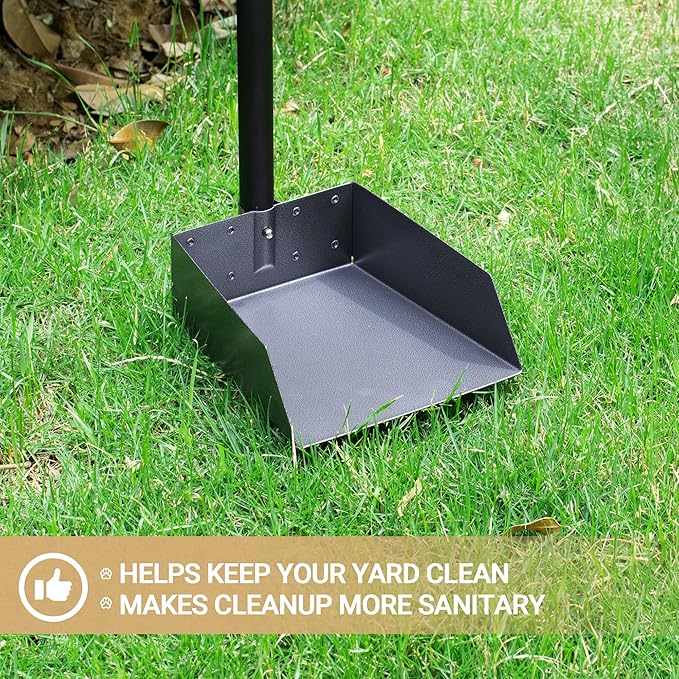 Heeyoo Dog Pooper Scooper, Dog Poop Tray and Rake Set, Pet Waste Removal Scoop with Long Adjustable Sectional Stainless Handles