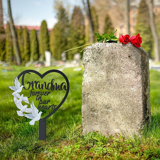 BUoonyer Stake Graves Cemetery Decorations - Husband Metal Memorial Grave Markers, Men Heart Graveyard Sympathy Plaque, Dove Remembrance Graveside Burial Decor Sign for Outside Yard Garden