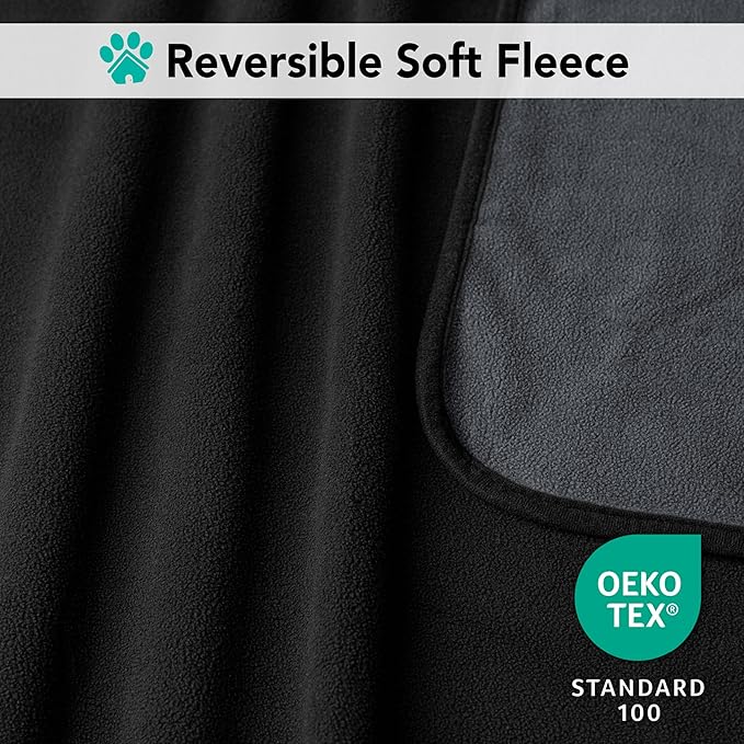 PetAmi Waterproof Dog Blanket for Medium Large Pets Dogs Cats, Pet Couch Cover Protector for Furniture, Reversible Washable Soft Fleece Cat Blanket for Bed Couch Sofa, 40x60 (Black/Gray)