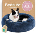 Bedsure Calming Dog Bed for Large Dogs - Donut Washable Large Pet Bed, 36 inches Anti Anxiety Round Fluffy Plush Faux Fur Dog Bed, Fits up to 80 lbs Pets, Navy