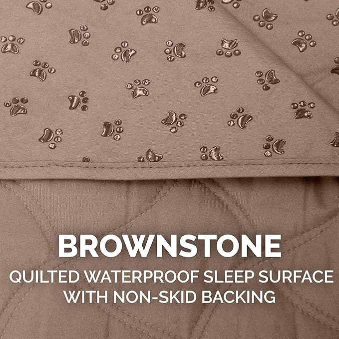 Furhaven Waterproof & Non-Slip Twin Size Mattress Cover Protector for Dogs & Cats, Washable, For Beds, Couches, & Car Seats - Quilted Twill Blanket Mattress Cover - Brownstone, Small/Twin Size