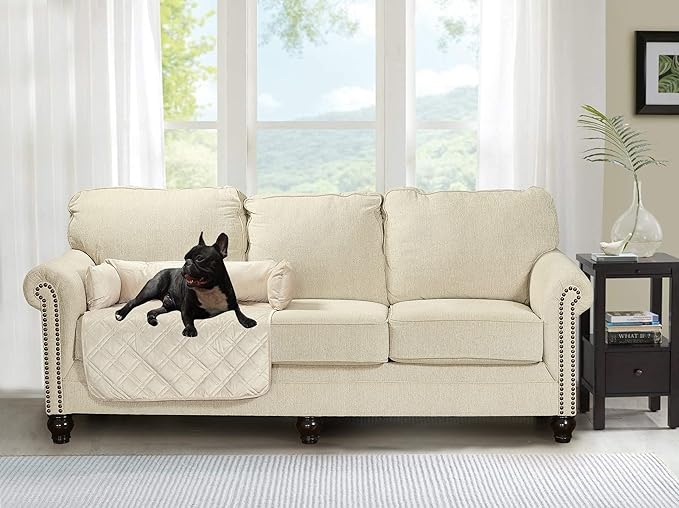 Brilliant Sunshine Premium Calming Dog Bed Mat, Silky Velvet, Removable Washable Cover, Cushion Protector and Couch Covers for Dogs, Pets, Cats, Medium, Beige Natural