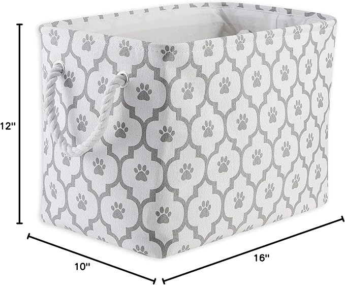 Bone Dry Pet Storage Collection Lattice Paw Print, Medium Rectangle, White/Gray