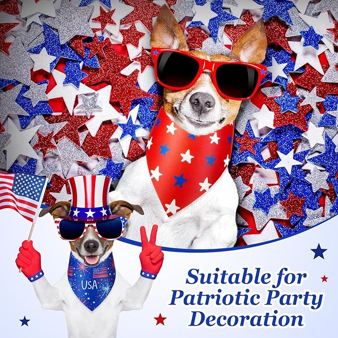 200 Pcs Patriotic Dog Bandanas Bulk Veterans Day Bandanas for Dogs American Flag Star Pattern Triangle Kerchief Bibs Scarf Set for Pet Party Costume Photo Props Accessories Pet Shops