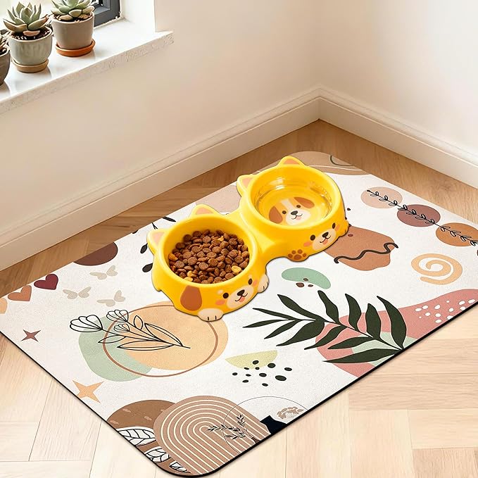 Pet Feeding Mat for Floors Waterproof Dog Mat for Food and Water Absorbent Quick Dry Non Slip mat for Cat Bowls