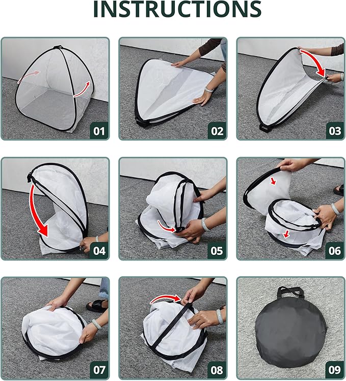2 Pcs Pop Up Insect Barrier Plant Cover Tent, 22 x 22 x 22 Inch Foldable Garden Plant Protectors Mesh Enclosure, Garden Net Cage Bird Insect Guard Cover for Protecting Plants Fruits Vegetables