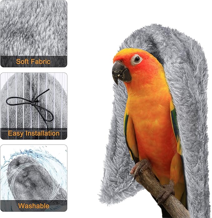 Comfort Corner Fleece Bird Blanket Parrot Cage Snuggle Hut Warm Bird Nest House Bed Hanging Hammock Toy for Parakeet Cockatiel Pigeon Small Animals Shelter Plush Bedding(Size M)