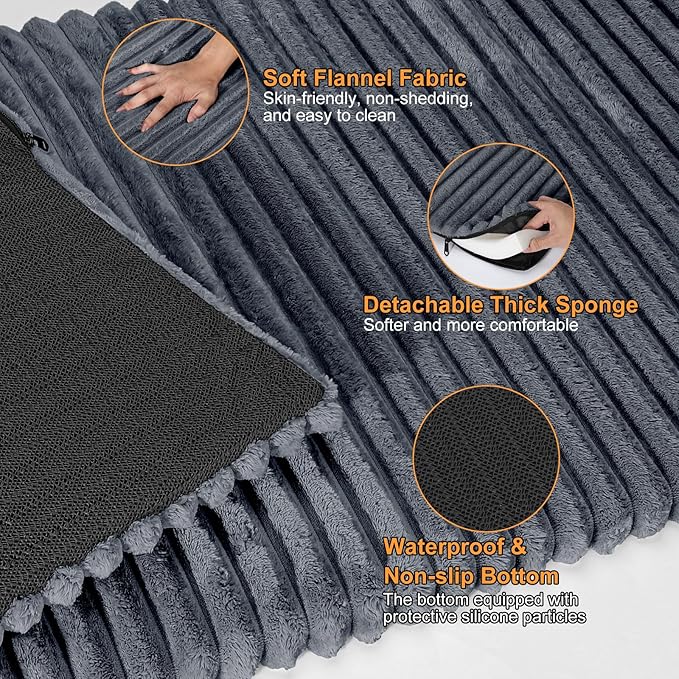 FURTIME Backseat Pet Bed Mat, Non-Slip Dog Bed for Car Back Seat, Washable Travel Pet Mat with Removable Cover, Dog Seat Covers Protector Fit for Backseat Extenders and Trucks SUVs, 54"x 24.8", Grey