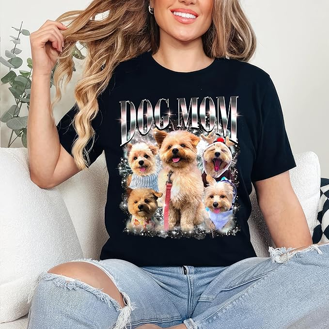 JIX & JOKY Custom Your Own Bootleg Rap Shirts with Dog Faces Custom Pet Shirt for Men Graphic Tshirt Gift Idea for Pet Lovers