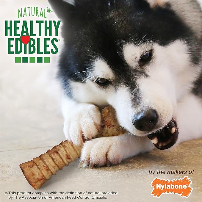 Nylabone Healthy Edibles Natural Dog Chews, Long Lasting Bones for Dogs, Turkey & Apple Dog Treats, X-Large (1 Count)