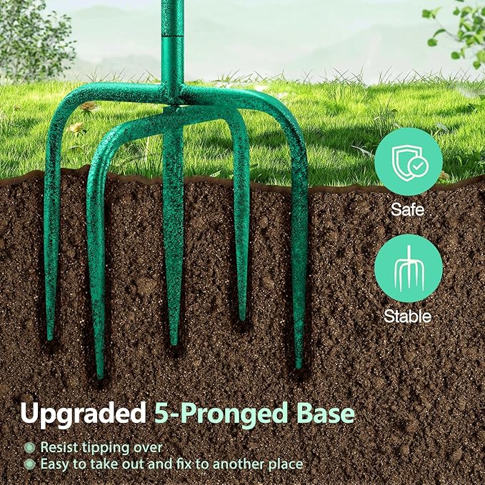 Daoeny Bird Bath for Outside, 42In Vintage Freestanding Birdbaths for Outdoors, Double Metal Bird Bath Feeder Bowls for Garden Patio Yard Lawn Decor, Upgraded 5-Pronged Base (Green)