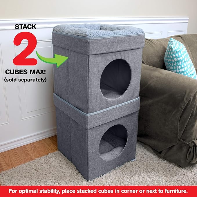 Kitty City Indoor Cat Cube Furniture, Gray Cube