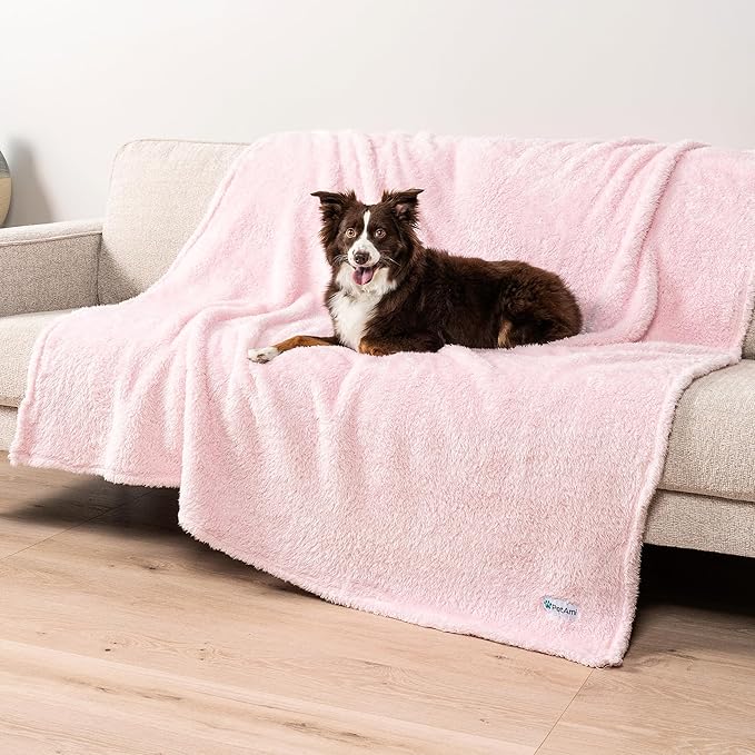 PetAmi Pink Fluffy Soft Dog & Cat Blanket, Sherpa Fleece, Calming Pet Blanket Throw for Bed & Sofa, X-Large 60x80