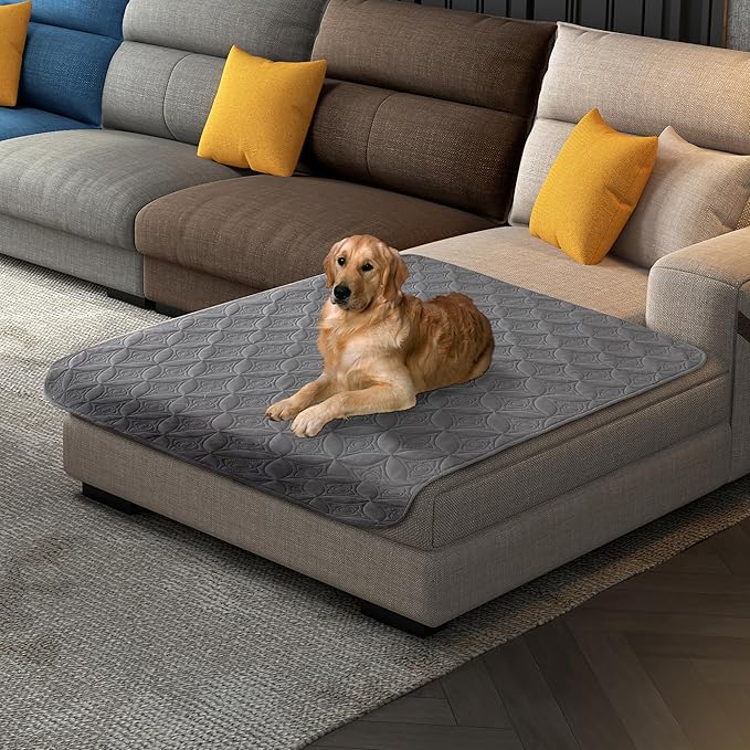 Waterproof Dog Blanket, 40x50 inches Pet Couch Covers for Sofa, Bed Furniture Protector from Dogs Washable and Reversible-Lightgrey+Darkgrey