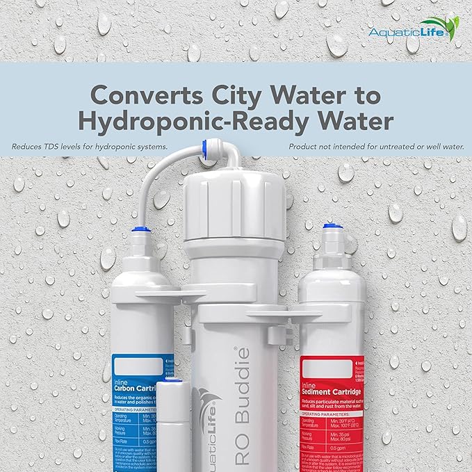 Aquatic Life RO Buddie 3-Stage Hydroponic Reverse Osmosis Water Filter System RO Filtration Unit, 75 GPD