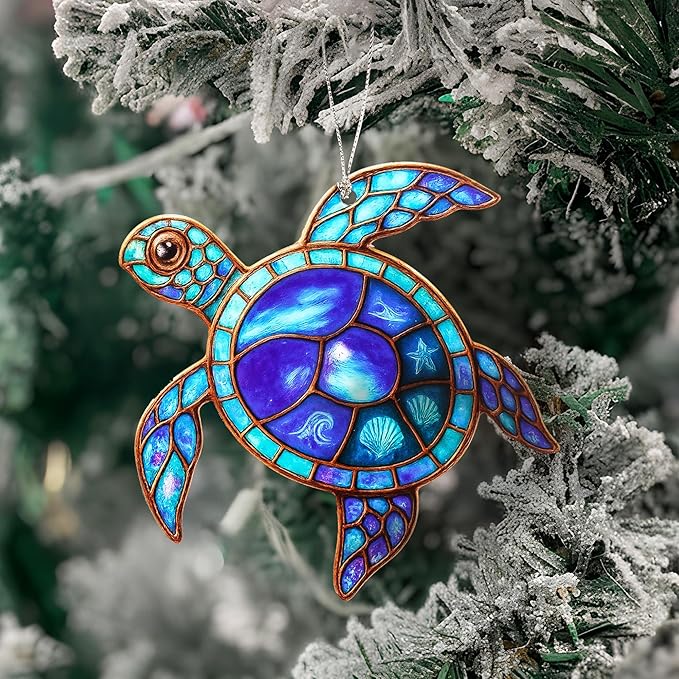 Sea Turtle Gifts for Women, Gifts for Turtle Lovers Ocean Inspired Ornament Featuring Vibrant Coastal Artwork Meaningful Keepsake Mother’s Day Birthday Beach Home Décor Spiritual Journey Accent