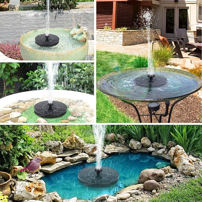 Mademax 1W Solar Bird Bath Fountain Pump, Solar Fountain, Free Standing Floating Solar Powered Water Fountain Pump for Bird Bath, Garden, Pond, Pool, Outdoor