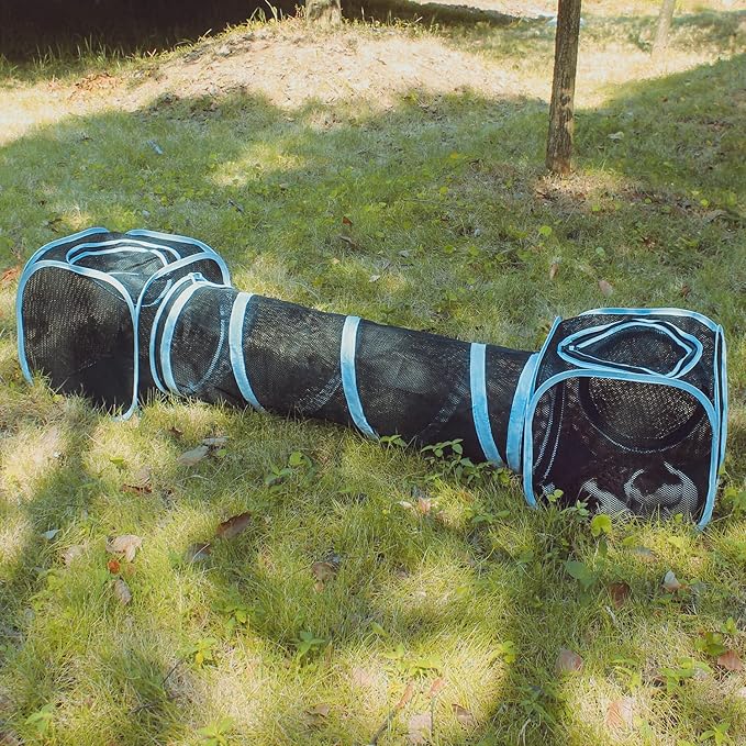 INTURN Cat Furniture Tent for Indoor and Outdoor Playpen Portable Cat Tunnels, Outdoor Kennel (2 Cube + Tunnel)