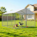 10'x10' Large Outdoor Dog Kennel Outside for Large Dogs, Heavy Duty Dog Enclosure with Wire Mesh Fence, Lock & Waterproof Cover