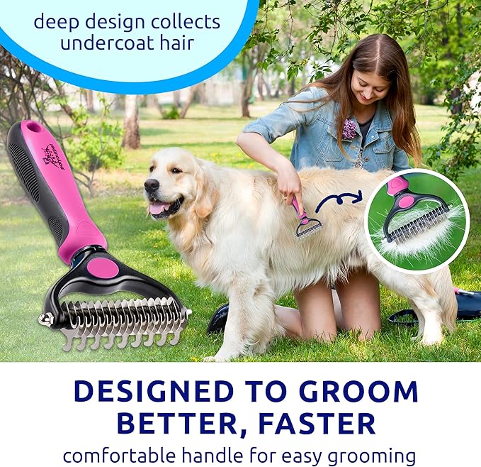 Pat Your Pet Deshedding Dog Brush For Shedding – Cat Brushes For Indoor Cats, Double-Sided Cat Brush Deshedding & Grooming Tool For Long Haired And Short Haired Dogs, Skin-Friendly