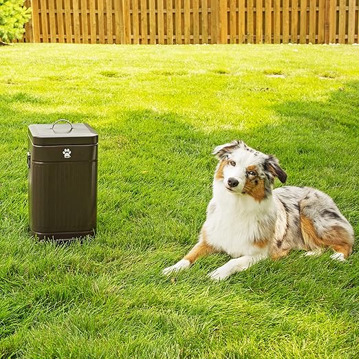 Dog Poop Trash Can Outside - Outdoor Dog Waste Trash Can with Lid - Odor Proof Waste Station Container for Backyard - 12L/3.2Gal (Mulch)
