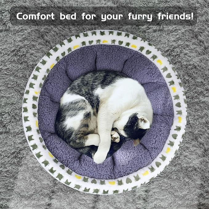 Super Soft Small Dog & Cat Bed, Anti-Anxiety Puppy Cuddler, Cozy Round Fluffy Plush Pet Bed, Machine Washable Faux Fur Donut Cuddler, Grey