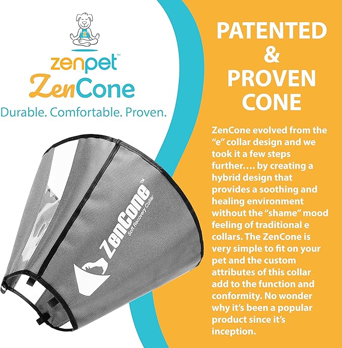 ZenPet Recovery Cone E-Collar for Dogs & Cats – Soft, Comfortable, Safe & Stress-Free Healing After Surgery, Adjustable Design, Secure Custom Fit (X-Large)