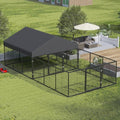 Outdoor Dog Kennel with Dog Fence for Medium/Small Dogs Anti-Rust Coating Cage with Roof All Weather Resistant Dog House with Double Locks