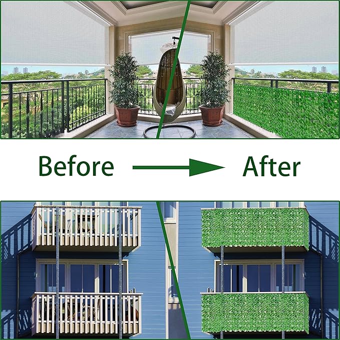 Artificial Ivy Fence Privacy Screen,60 x 120 Inch UV-Anti Artificial Fake Ivy Hedge,Light Green Artificial Hedge Backyard Decor for Indoor, Outdoor,Garden,Fence,Balcony and Many Other Scenarios
