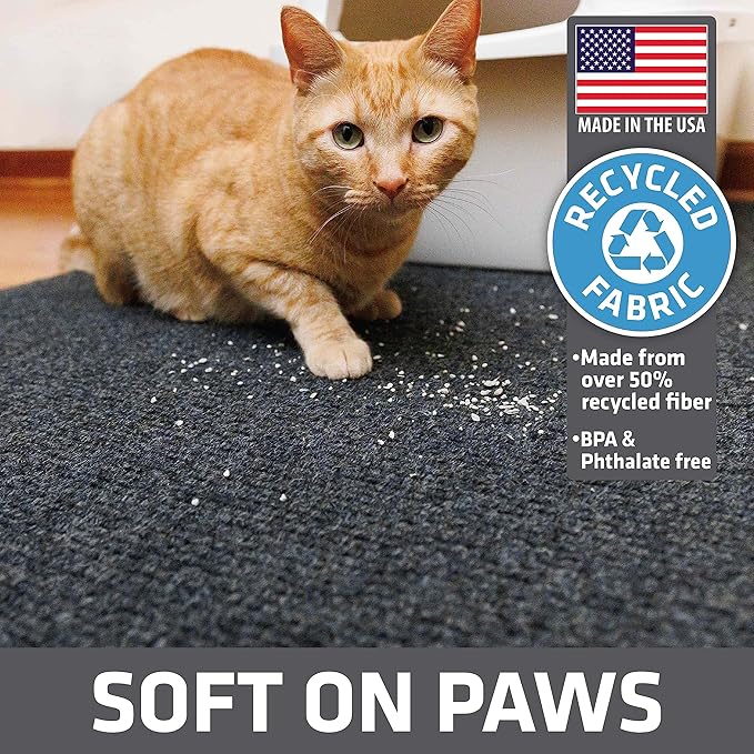 Drymate Cat Litter Box Mat, Litter Trapping Mat, Waterproof, Urine-Proof, Absorbent, Machine Washable, Soft on Paws, Contains Mess, Protects Floors, Kitten Supplies, Charcoal, 30x45 Jumbo XXL