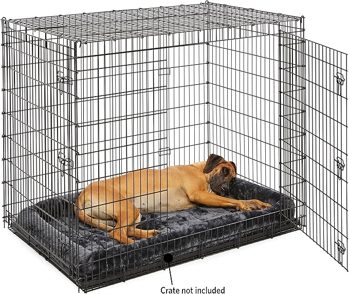 MidWest Homes for Pets QuietTime Giant Dog Bed – Gray Faux Fur Bolster, Ultra-Soft and Machine Washable, Fits 54-Inch Crates and Carriers, for XXL Breed Dogs