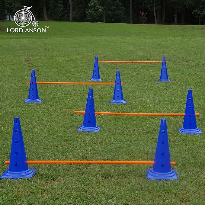 Dog Agility Hurdle Cone Set - 8 Cones & 4 Rods - Adjustable, Versatile, Heavy Duty - Agility, Obedience, Rehabilitation