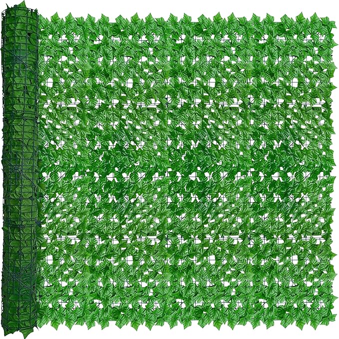 Artificial Ivy Privacy Fence Wall Screen: 72 X144 in UV-Anti Faux Greenery Backdrop Ivy Vine Leaf Hedges Fence Panels for Patio, Balcony, Garden, Backyard Indoor Outdoor Light Green Decor
