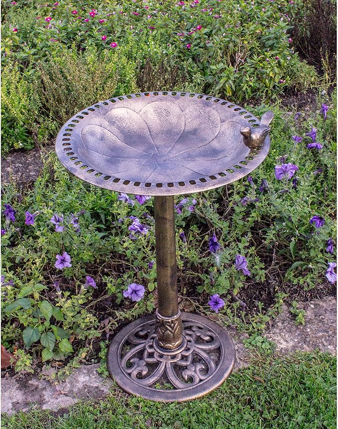 Backyard Expressions Patio · Home · Garden 912449-WB Outdoor Garden Bird Bath- Bronze- Weather Resistant Polyresin-30 Inch-Backyard Expressions