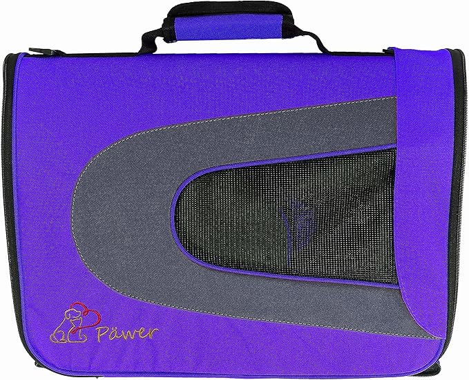 Pawer 18” x 11”x 11” Soft-Sided Foldable Airline Approved Pet Carrier for Cat, Puppy and Small Dog, Washable 600D Oxford Fabric, with Handle and Strap for Carry, Multiple Colors Available