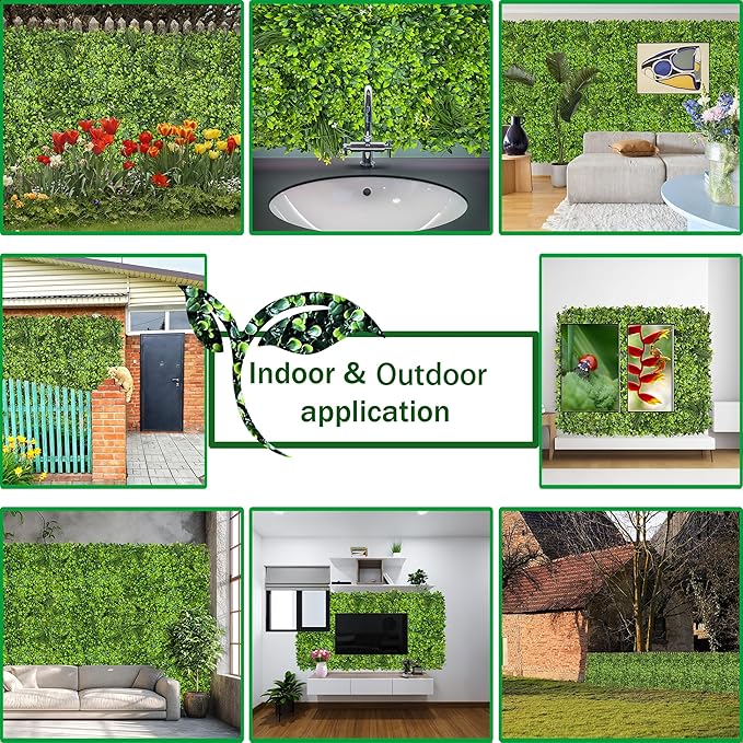 Artificial Plant Wall Roll: 72 X144 in (72 sqft) UV-Anti Ivy Privacy Fence Screen Faux Greenery Panels Backdrop Boxwood Ivy Vine Leaf Hedge Fence for Indoor Outdoor Green Decor