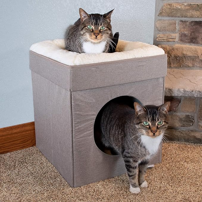 Kitty City Indoor Cat Cube Furniture, Tan Cube