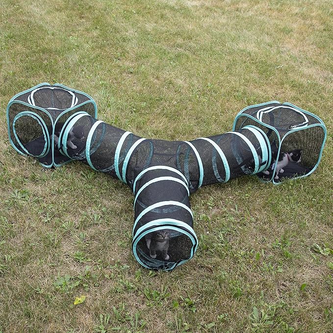 Kitty City Outdoor Catio Furniture and Play Kits for Cats, Three Way Tunnel