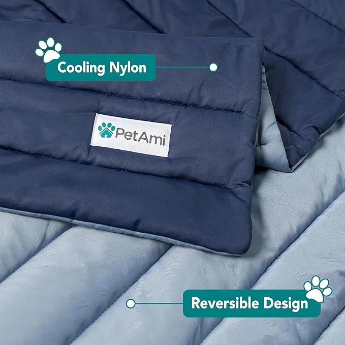 PetAmi Cooling Mat for Dog, Premium Pet Cooling Blanket for Crate Kennel, Indoor Cat Cool Sleeping Pad, Q-MAX Cold Sofa Couch Cover for Summer, Gray/Light Grey, Medium (29x40)