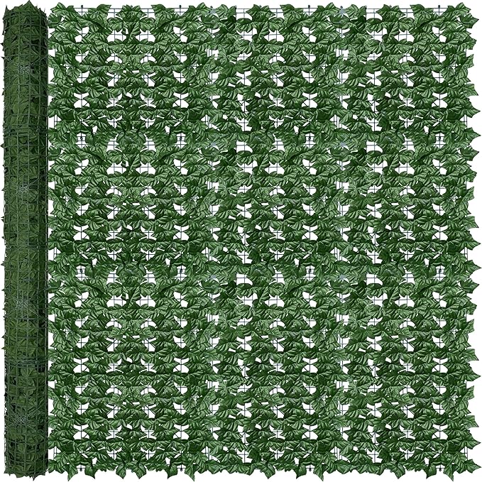 Artificial Ivy Privacy Fence Wall Screen: 72 x144 in UV-Anti Faux Greenery Backdrop Ivy Vine Leaf Hedges Fence Panels for Patio, Balcony, Garden, Backyard Indoor Outdoor Green Wall Decor