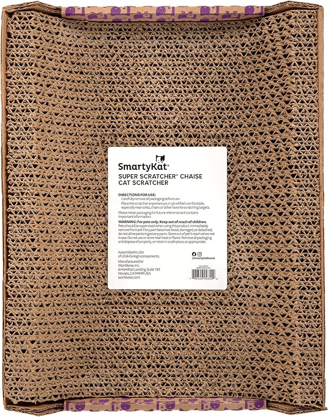 SmartyKat Super Scratcher Chaise Corrugated Cat Scratcher,Catnip Infusion Technology - Brown,One Size,(Pack of 6)