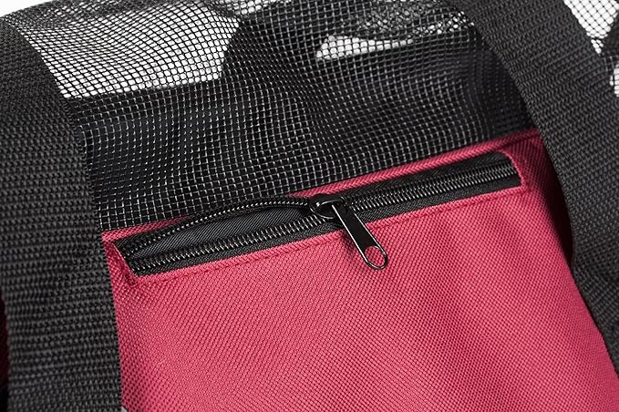 Pawer Soft-Sided Pet Carrier for Cat and Small Dog,Burgundy Color,Medium Size,Washable Cloth Airline Approved Travel Tote,with 2 Mesh Opens and a Strap for Carry,Multiple Colors Available
