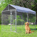 Outdoor Dog Kennel Large with Roof, Dog Run Enclosure, Large Outside Heavy Duty Dog Pens House Pet Playpen with Galvanized Chain Link Waterproof Cover (10'Lx6'Wx7.65'H)