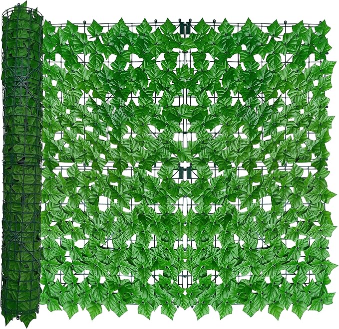 Artificial Ivy Privacy Fence Wall Screen,40X120 in UV-Anti Faux Greenery Backdrop Ivy Vine Leaf Hedges Fence Panels for Patio, Balcony, Garden, Backyard Indoor Outdoor Light Green Wall Decor