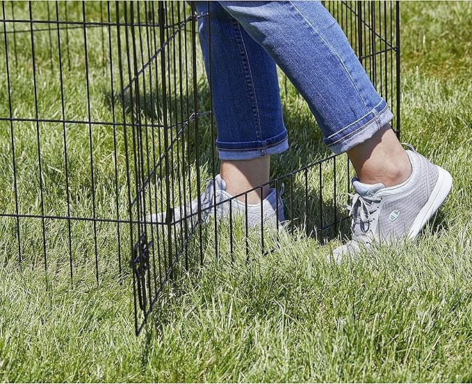 MidWest Homes for Pets Dog Exercise Pen & Playpen, 24" W x 48" H, with Door, Black